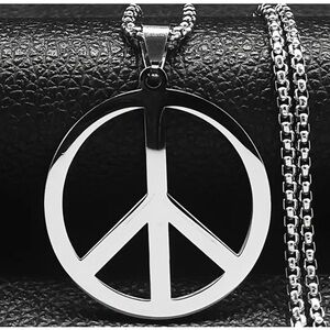 Peace Sign Necklace Stainless Steel Chain
